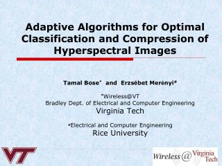 Adaptive Algorithms for Optimal Classification and Compression of Hyperspectral Images