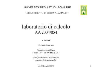 laboratorio di calcolo AA 2004/054