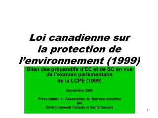 Loi canadienne sur la protection de l’environnement (1999)