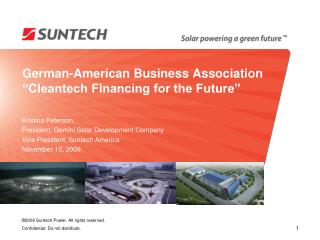 German-American Business Association “Cleantech Financing for the Future”