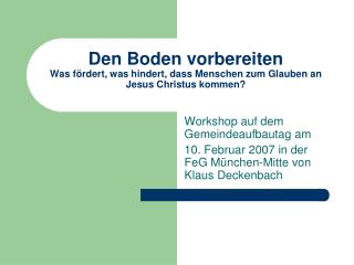 Workshop auf dem Gemeindeaufbautag am