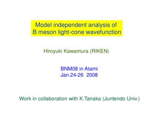 Model independent analysis of B meson light-cone wavefunction