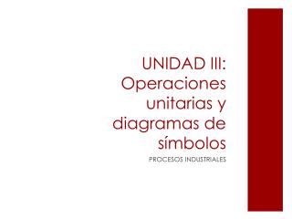 UNIDAD III: Operaciones unitarias y diagramas de símbolos