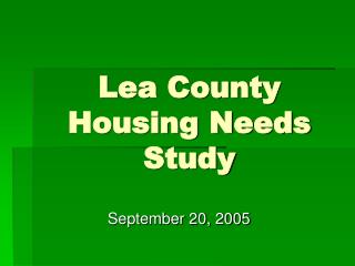 Lea County Housing Needs Study