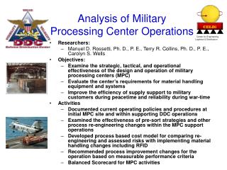 Analysis of Military Processing Center Operations