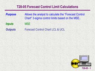 T20-05 Forecast Control Limit Calculations