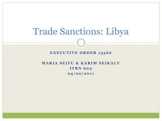 Trade Sanctions: Libya
