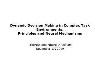 Dynamic Decision Making in Complex Task Environments: Principles and Neural Mechanisms