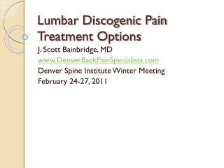 Lumbar Discogenic Pain Treatment Options