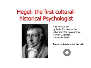 Hegel: the first cultural-historical Psychologist