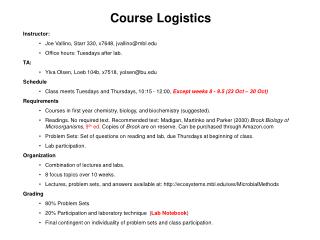 Course Logistics