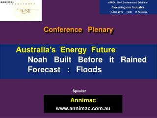 Australia’s Energy Future Noah Built Before it Rained Forecast : Floods