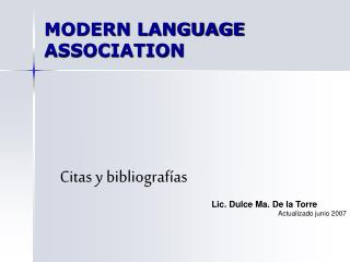 MODERN LANGUAGE ASSOCIATION