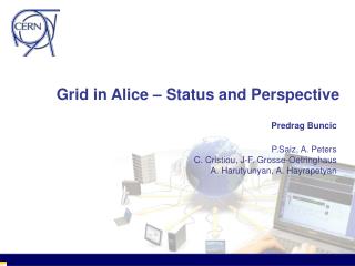 Grid in Alice – Status and Perspective