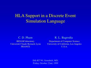 HLA Support in a Discrete Event Simulation Language