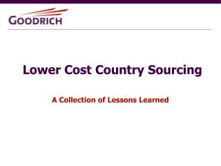 Lower Cost Country Sourcing