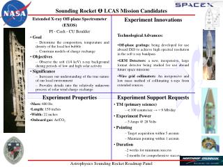Sounding Rocket  LCAS Mission Candidates
