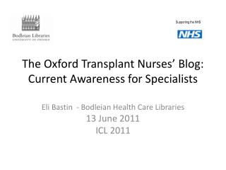 The Oxford Transplant Nurses’ Blog: Current Awareness for Specialists