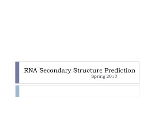 RNA Secondary Structure Prediction