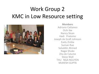 Work Group 2 KMC in Low Resource setting