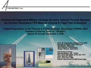 Commercial Upgraded Military Heritage Re-entry Vehicle Thermal Sensors