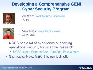 Developing a Comprehensive GENI Cyber Security Program 