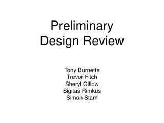 Preliminary Design Review