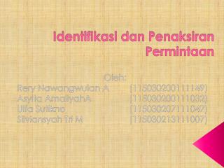 Identifikasi dan Penaksiran Permintaan