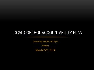 Local Control Accountability Plan