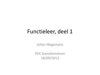 Functieleer, deel 1