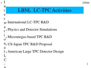 LBNL LC-TPC Activities