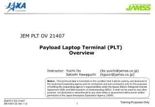 Payload Laptop Terminal (PLT) Overview