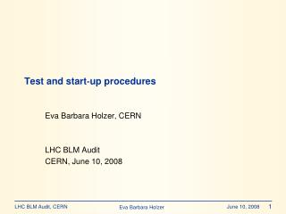 Test and start‐up procedures