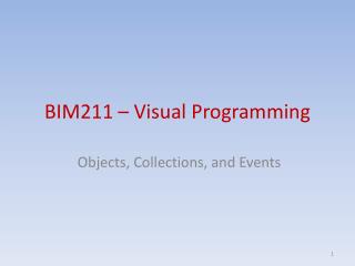 BIM211 – Visual Programming