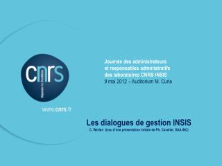 Les dialogues de gestion INSIS