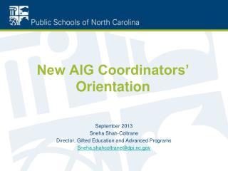 New AIG Coordinators’ Orientation