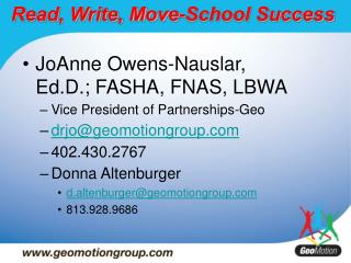 Read, Write, Move-School Success