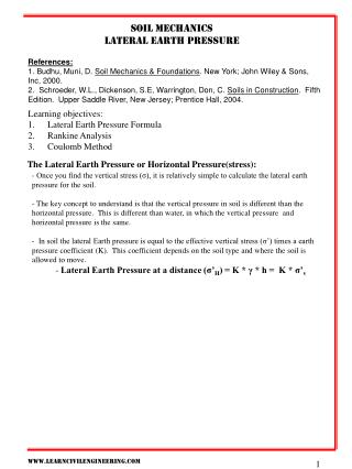 Soil mechanics Lateral earth pressure