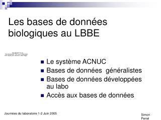 Les bases de données biologiques au LBBE