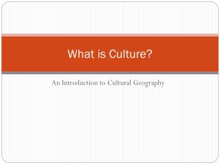 What is Culture?