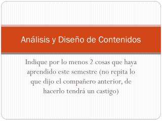 Análisis y Diseño de Contenidos