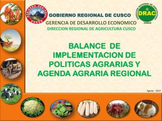 BALANCE DE IMPLEMENTACION DE POLITICAS AGRARIAS Y AGENDA AGRARIA REGIONAL
