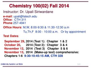 Chemistry 100(02) Fall 2014