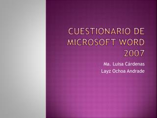 Cuestionario de Microsoft Word 2007