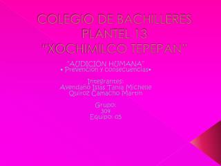 COLEGIO DE BACHILLERES PLANTEL 13 “XOCHIMILCO TEPEPAN”