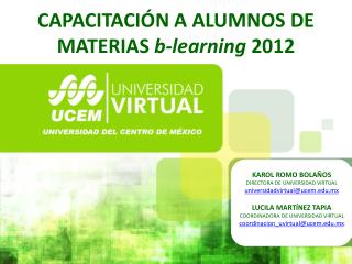 CAPACITACIÓN A ALUMNOS DE MATERIAS b- learning 2012