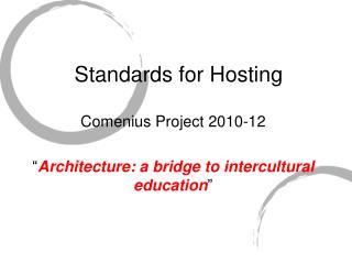 Standards for Hosting