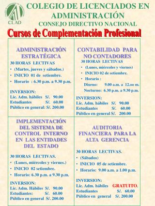 COLEGIO DE LICENCIADOS EN ADMINISTRACIÓN CONSEJO DIRECTIVO NACIONAL