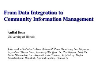 From Data Integration to Community Information Management