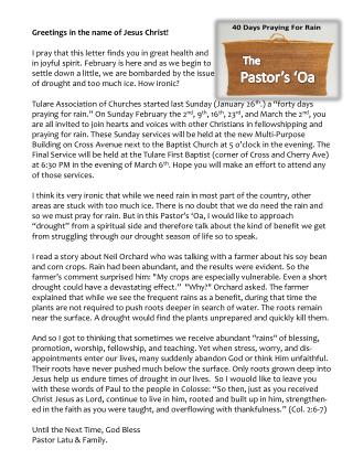 The Pastor’s ‘ Oa
